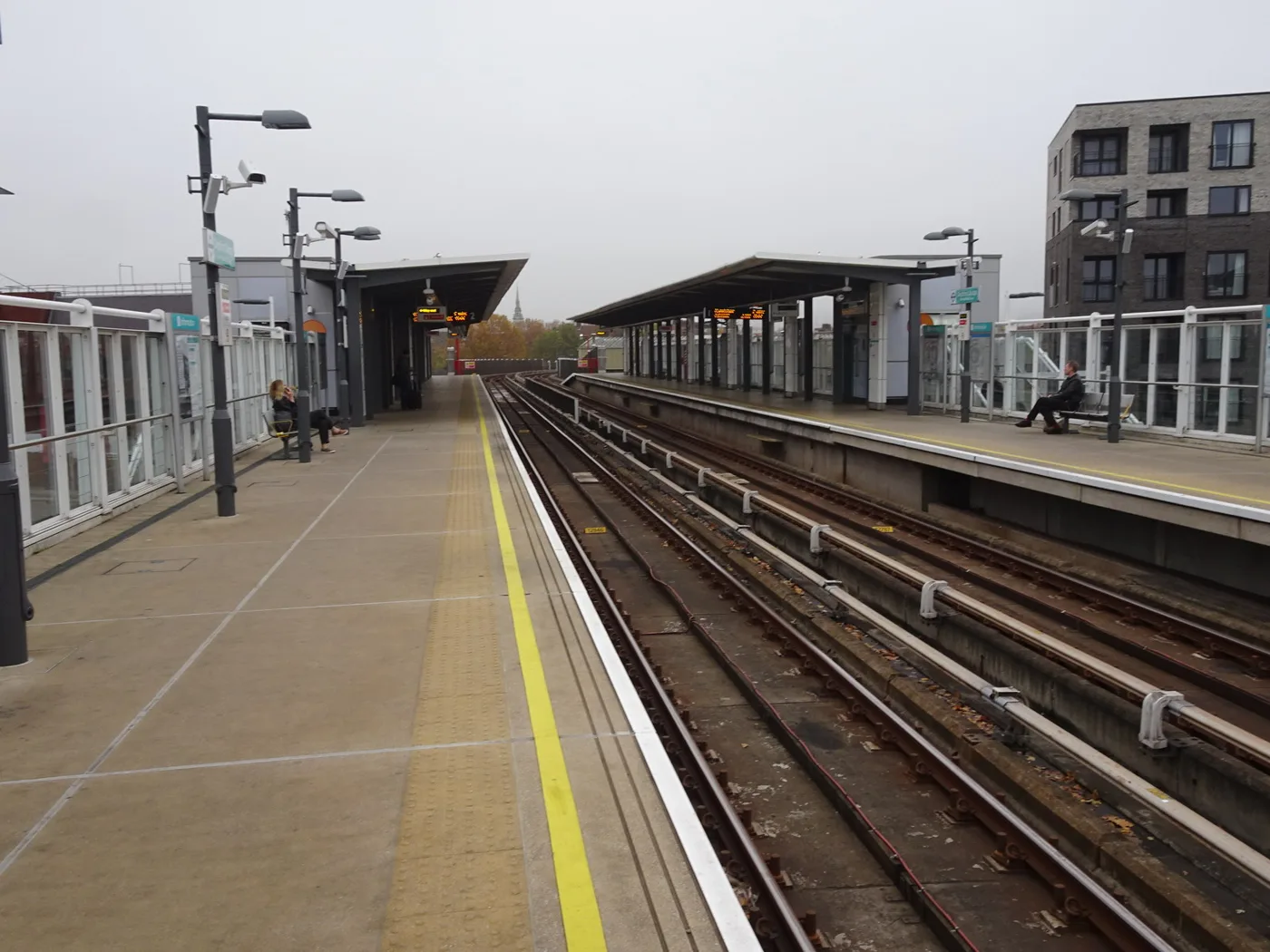 Deptford Bridge DLR station. The former Lewisham College site sits beside the station